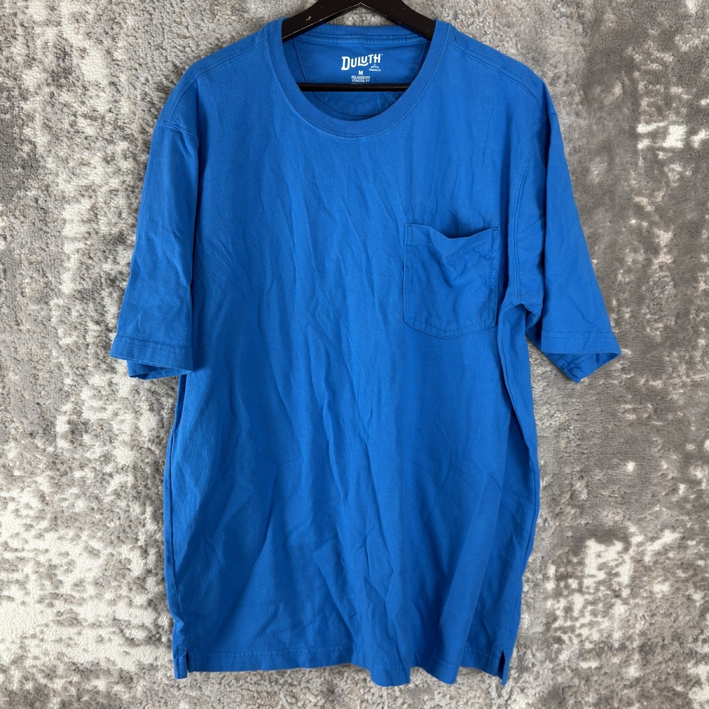 Duluth Size M Relaxed Fit Longtail Pocket T-Shirt Blue Short Sleeve Men